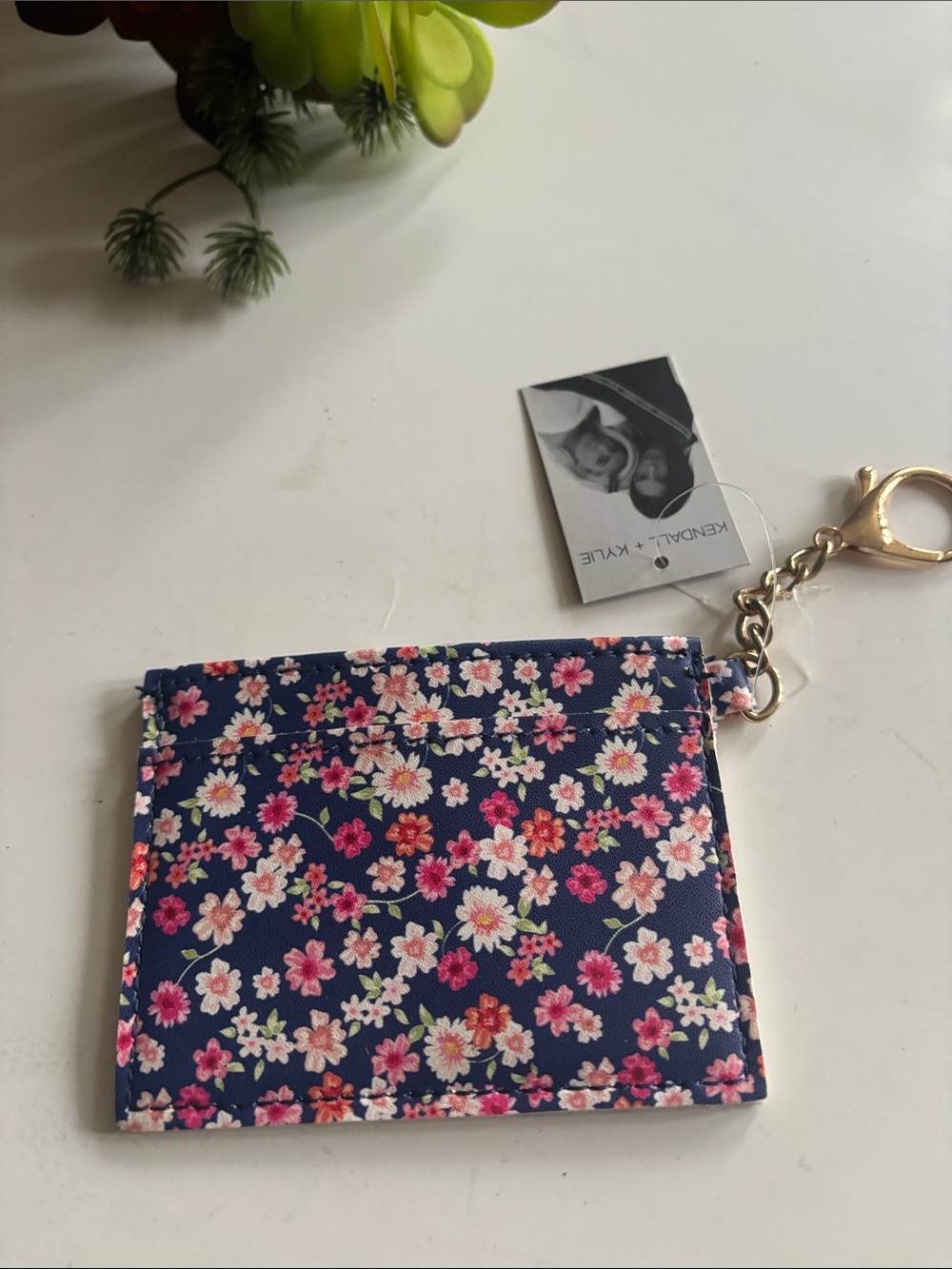 Kendall & Kylie Navy Floral Card Holder Keyring